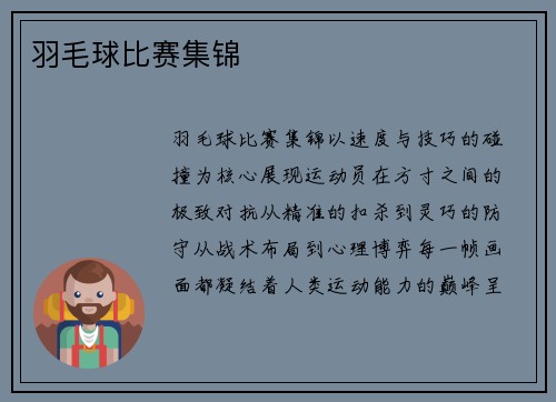 羽毛球比赛集锦