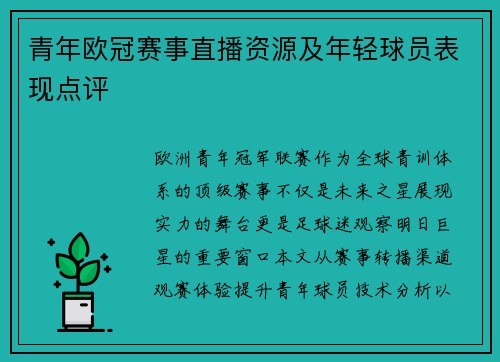 青年欧冠赛事直播资源及年轻球员表现点评